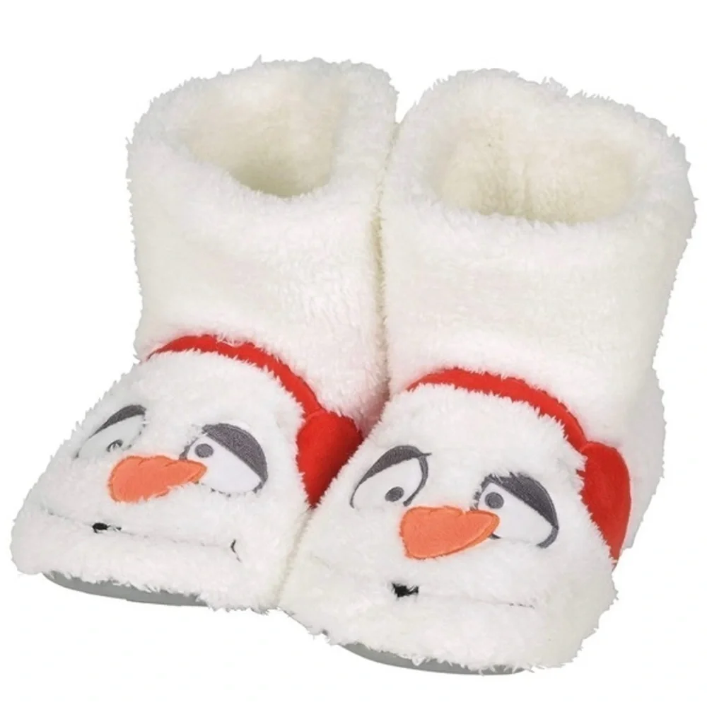 Snowman Plush Hard Sole Slippers